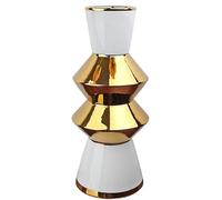 ZHENGYUSW Flower Vase Glass Vases Modern Ceramic Creative White Gold-plated Jar Living Room Fashion Crafts(White,L)