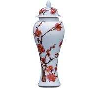ZHENGYUSW White Floral Chinoiserie Porcelain Ceramic Ginger Jar Vase With Lids Chinese Oriental Style Ancient Temple