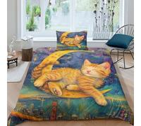 ZHENGYUU Ginger Cat Comforter Covers for Teens And Adults Quilt Cover 3D Print Brave Animals Duvet Cover Bedding Set with Zipper Closure with Pillow Cases Soft Microfiber 2 Pieces Single（135x200cm）