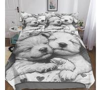ZHENGYUU Warm Dog Comforter Covers 3D Printed Cute Animals Quilt Cover for Boys Girls Duvet Cover with Pillow Cases with Zipper Closure Bedding Set Soft Microfiber 3 Pieces Double(200x200cm)