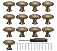 ZHENGYYUU 13 Pcs Bronze Drawer Cabinet Knobs, Antique Cupboard Door Knobs Pulls, Round Metal Wardrobe Handles for Furniture Kitchen Cabinet Wardrobes Dresser Chest of Drawers(30mm, Bronze)
