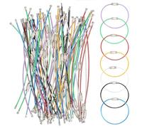 ZHENGYYUU 63 Pcs Wire Keychain Cable, Wire Keyrings Key Loops, Stainless Steel Cable Keyring Loops, Ring Hoops, Loop Rings for Luggage Tag Suitcase Tags ID Tag Keepers Keys, 5.9"/7 Colors