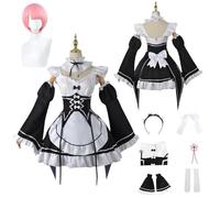 zhengzhouyuetu Ram Cosplay Costumes Re:Life in a Different World from Zero Character Fancy Dress Up Adult Uniform Outfits Full Set Halloween Carnival Party
