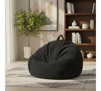 ZhenLives Stuffed Animal Storage Bean Bag Chair Cover, Cover Only (No Filler), Corduroy Toy Organizer Floor Cushion Seat, 48 in/120 cm Slipcover for Teens & Adults, Black