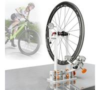 zhenmaster Aluminum Alloy Wheel Truing Stand, Professional Bicycle Maintenance Stand with 3 Precision Gauges & Multi-Size Spoke Wrench, Adjustable 16-29” Wheel Rim Truing for Road & Mountain(Gold)