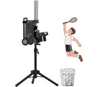 zhenmaster Automatic Badminton Ball Machine with Adjustable Stand & Angle, 52 Shuttle Capacity, Smart APP Bluetooth Control, 4-6 Hour Battery Life, Compact Portable Training Unit