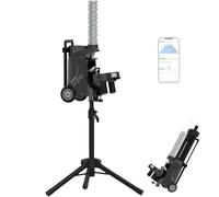 zhenmaster Automatic Badminton Trainer with APP Remote, 52 Shuttlecock Capacity, Adjustable 4-Level Stand & Angle, Battery Powered Machine for Solo Practice, Portable and Foldable Design