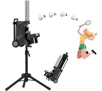 zhenmaster Badminton Trainer with Remote APP Control, 52 Shuttle Feeder, Adjustable Height 18-125cm, 1-5s Frequency, Foldable and Portable, Battery Powered for Outdoor Practice