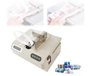 zhenmaster Currency Bundle Strapping Machine Small Cross Binding Machine with Adjustable Tie Elasticity, LCD Display, Thermal Double Crossing 2 Secs Binding for Bank, Office, Supermarket Use