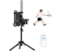 zhenmaster Height Adjustable Badminton Trainer with 52 Shuttle Feeder, APP Controlled, 1-5s Interval, 6 Modes, Compact Folding Machine for Personal Practice Indoors or Outdoors
