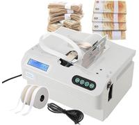 zhenmaster Intelligent Banknote Bundling Machine Automatic Small Cross Binding, 2 Secs Binding Speed, Adjustable Paper Tape Length & Temperature, for Bills, Cards, Money Packer for Bank Use