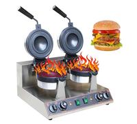 zhenmaster Premium UFO Burger Waffle Maker - Double Head 2600W Non-Stick Waffle Grill with Crumb Drawer, LED Indicator, for Restaurants & Sweet/Savory Recipes(Double Head)