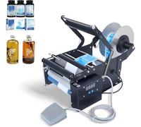 zhenmaster Round Bottle Labeling Machine, Adjustable Sticker Applicator for Wine & Beverage Bottles, High-Speed Labeler with Digital Display & Hands-Free Foot Pedal 30-40pcs/min High Speed(Standard)
