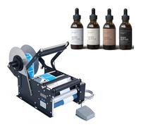 zhenmaster Semi-Automatic Round Bottle Labeling Machine, High-Precision Label Applicator with ±0.5mm Accuracy, Digital Display & Foot Pedal 30-40pcs/min for Efficient Hands-Free Operation(Upgraded)