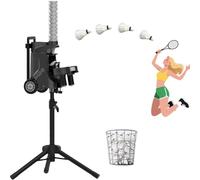 zhenmaster Smart Badminton Practice Machine with 6 Modes, Mobile APP Control, 52 Shuttle Storage, 1-5s Frequency, Foldable Tripod for Indoor Court or Garden Training
