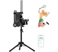 zhenmaster Smart Shuttlecock Launcher for Badminton with Mobile APP, Adjustable Serving Height, 52 Shuttle Capacity, 1-5s Feed Interval, Compact Folding Machine for Solo Drills
