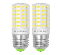 ZHENMING 12V LED E27 Light Bulbs Screw in 5W Replaces 50W-60W Boat Lights DC 24V Low Voltage Lamp for Off Grid Solar System Lighting Marine RV Camper, Cool White 6000K Compact Size, 2 Pack