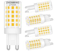 ZHENMING G9 Led Bulbs 40W Equivalent Warm White 2700K,4W 400LM, G9 Bin Pin Base AC 220-240V No Flicker, Not Dimmable Energy Saving Light Bulb for Decor Home Chandelier, Ceiling Lights, 5 Pcs