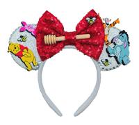 ZHENNAN Mouse Ears Headbands for Women, Glitter White Hundred Acre Wood Ears Hairbands for Men, Costume Themed Events Birthday Party Favors Hair Accessoires