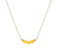 ZHENNB Fashionable 8MM Stone Pendant Necklace Golden Chain Beaded Suitable For Unique Fashion Statement Stainless Steel Jewelry