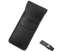 Zhenp Retro Leather Pen Case, 16 x 7 cm/6.3 x 2.8 inches, Handmade Pen Holder, Leather Fountain Pen Case, for 1-5 Pens, Soft Cover for Pens, Pens, Pencils, Black, Black