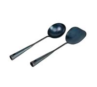 ZhenSanHuan Chinese Traditional HandMade Iron Spatula & Ladle Wok Tool Set,Long wok utensils (Ladle and Spatula Set, 32CM/12.6'')