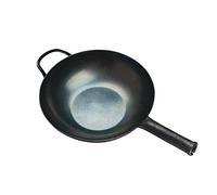 ZhenSanHuan HandMade Carbon Steel Wok Flat Bottom Induction Suitable 34CM