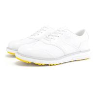 ZHENSI Men's Patent Leather Golf Shoes Spikeless Lace-Up Sneakers Waterproof Comfortable for Business,White,10 UK