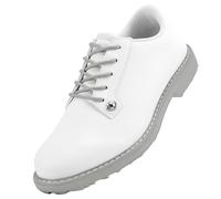 ZHENSI Women's Business Golf Shoes Leather Lace-Up Sneakers Anti-Slip Waterproof for Outdoor Casual Walking,Grey,4 UK