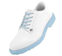 ZHENSI Women's Business Golf Shoes Leather Lace-Up Sneakers Anti-Slip Waterproof for Outdoor Casual Walking,Blue,6.5 UK