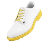 ZHENSI Women's Business Golf Shoes Leather Lace-Up Sneakers Anti-Slip Waterproof for Outdoor Casual Walking,Yellow,8.5 UK