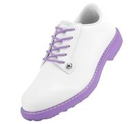 ZHENSI Women's Business Golf Shoes Leather Lace-Up Sneakers Anti-Slip Waterproof for Outdoor Casual Walking,Purple,5 UK