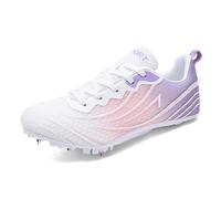 ZHENSI Women's Track Spikes Shoes Racing Running Sneakers for Sprint Jumping Track and Field Athletic,Purple,6 UK