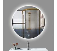 ZHENTHE Round LED Bathroom Mirror, 700mm, Wall Mount, Classic European Design, Touch Control, Dimmable, Energy Saving, Waterproof, Easy to Install, Suitable for Home Decor