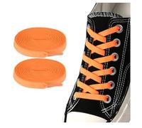 ZHENTOR Elastic No Tie Shoe Laces for Sneakers, Stretch Tieless Shoelaces for Kids and Adults, Flat Athletic Shoes Strings, Neon Orange, 47"(120cm)