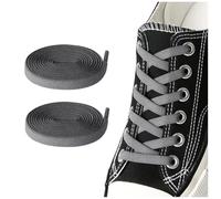 ZHENTOR Elastic No Tie Shoe Laces for Sneakers, Stretch Tieless Shoelaces for Kids and Adults, Flat Athletic Shoes Strings, Dark Gray, 47"(120cm)