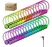 ZHENWAY 30 Pack Class Set Headphones for Kids Students School Classroom Headphones Bulk Earphones Adjustable with 3.5 mm Jack for Library Children Adults(004 Multi Color Headphones)