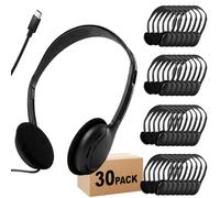 ZHENWAY USB-C Headphones Bulk, 30-Pack Suitable for Classroom, School, Children, and Teenagers, USB Type-C Headphones Compatible with Pad and Smartphones (005 Black)