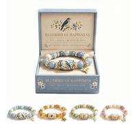 ZHENWO 2026 Limited Edition Blessing Birds Bracelet, Elastic Stretch Bracelet With Multicolor Gemstone Beads, Inspirational Charm Jewelry for Strength, Hope and Joy, Comes With Premium Gift Box (C)