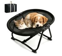 ZHENWO Cat Bed Hammock Elevated Pet Cot, Free-Standing Foldable No-Assembly Indoor Outdoor Dog Cot with Breathable Mesh for Cats and Small Dogs (mesh)