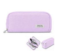 ZHENWO Special Pencil Case Polka Dot, Cute Pencil Case, Multi-Compartment Pencil Cases, Large Pencilcase Big Capacity, Canvaswith Soft Zip Pen Case, Suitable for School and Office (Purple)