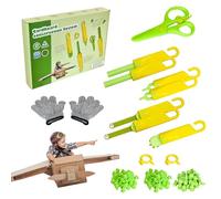 Zhenx 130 Piece Cardboard Construction Tools with Tool Box, Cardboard Cutter for Kids, Creative STEM Educational Toys for Family & Team Activities