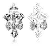 ZHENYIN 12Pcs Catholic Crucifix for Rosary Making Bulk 2.16 Inch Cross Charms Pendants Pardon Crucifix for Rosaries Jewelry Making DIY Charms Crafts Supplies