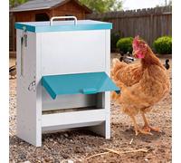 ZHEQOGZH 10L Automatic Chicken Feeder Metal No Waste Poultry Feeder Gravity Fed Self Feeding Large Chicken Food Dispenser with Lockable Lid and Lain Cover