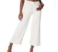 ZHESNIL Zelobia Pants, Cropped Wide-Leg Patch Pocket Jeans, Tummy Wide Leg Cropped Pants (White Tall,XL)