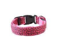 Zhexundian Pet Collar Dog Collar Leopard LED Flashing, Light Up Collar Luminous Pet Collar for Small & Large Dog (Color : Pink, Size : Xs)