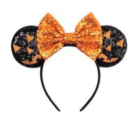 zhezesmila Halloween Mouse Ears Headband with Jack-o'-lantern Designs Minni Mouse Ears for Women Girls Costume Halloween Outfits