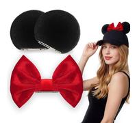 zhezesmila Magnetic Mouse Ears with Magnetic Bows - 3.5'' Clip Mouse Ears Cap Accessories for Holiday Outfits Party Costume, Velvet, 3.5inch