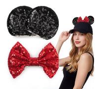 zhezesmila Magnetic Mouse Ears with Magnetic Bows for Cap Hat Beret Bucket Hat - 3.5'' Clip Mouse Ears Cap Accessories for Holiday Outfits Party Costume