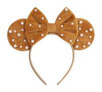 zhezesmila Mouse Ears Pearl Headband Mouse Hair Bow Headband for Women Hair Band Jewelry Accessory for Princess Costume Holiday Park Travel